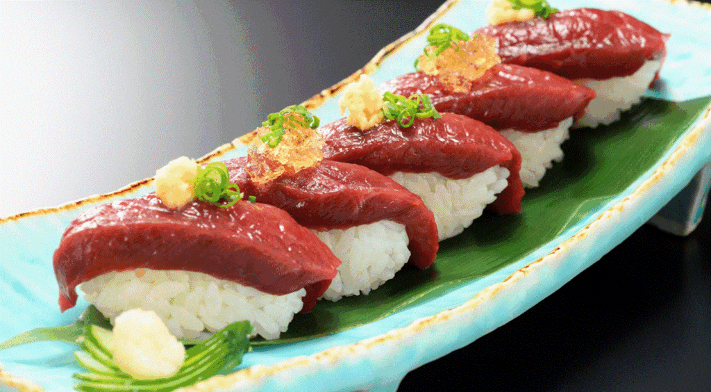 別注料理：山形県産馬肉・桜握り